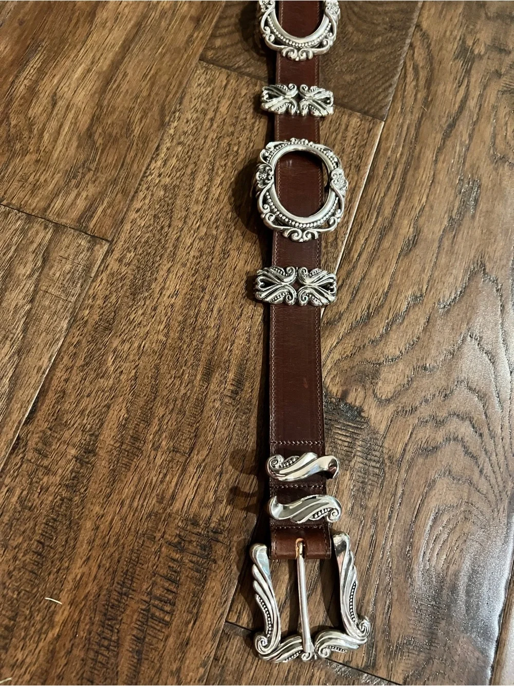 Vintage Lady Nadim Brown Leather Western Concho Belt Size M